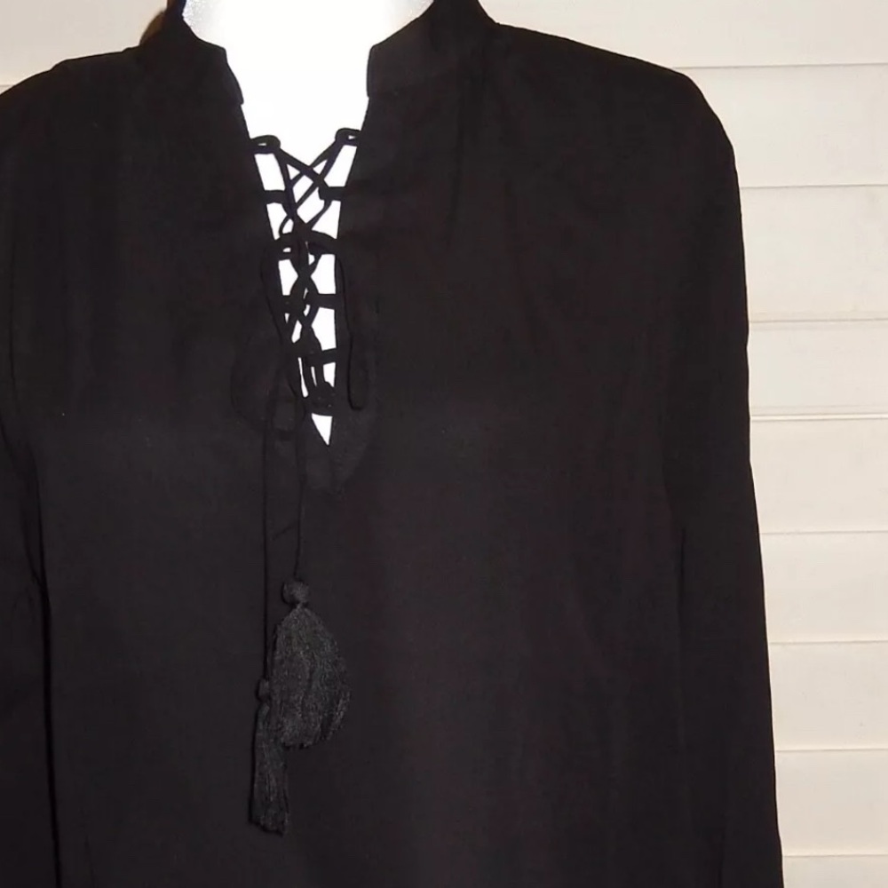 Silver Jeans Co. Eloise Lace-Up Blouse - black NWT XXL